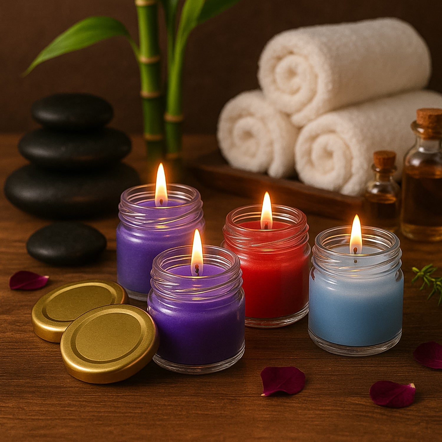 Wax Candle Set in Glass Jars